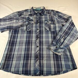 Roar Iceman II Men's 2XL Shirt Aviation Edition Long Sleeve Button Up Blue XXL